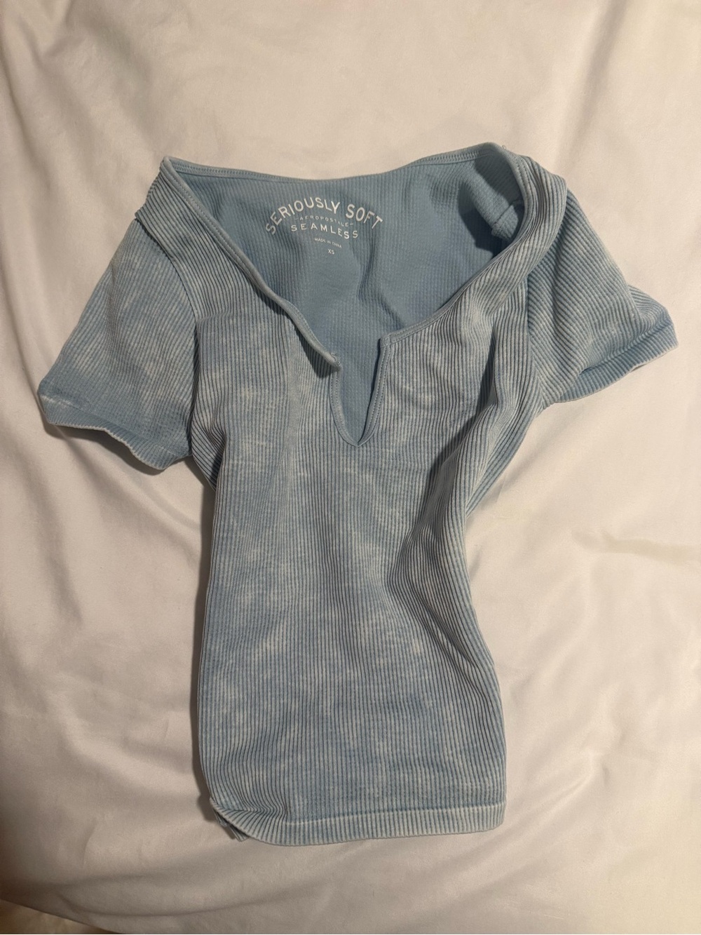 Aeropostale Light Blue Ribbed Crop Top